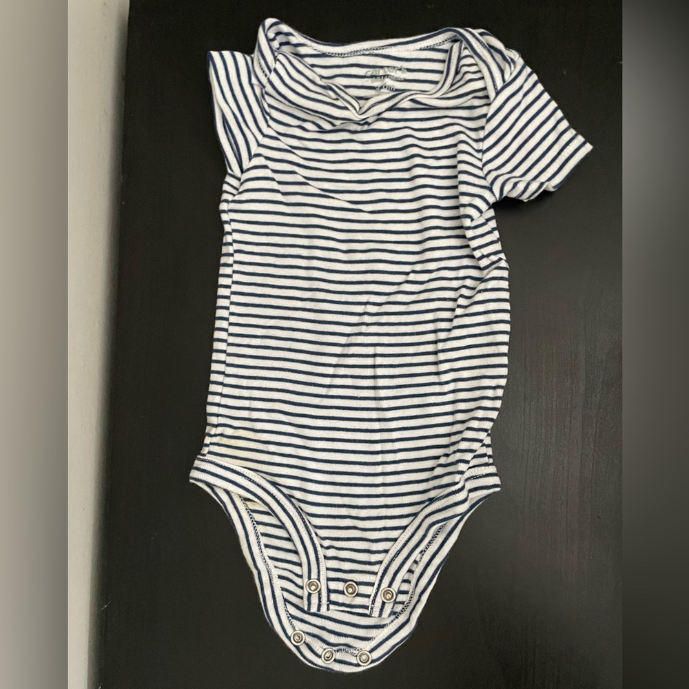 Striped blue and white onesie
